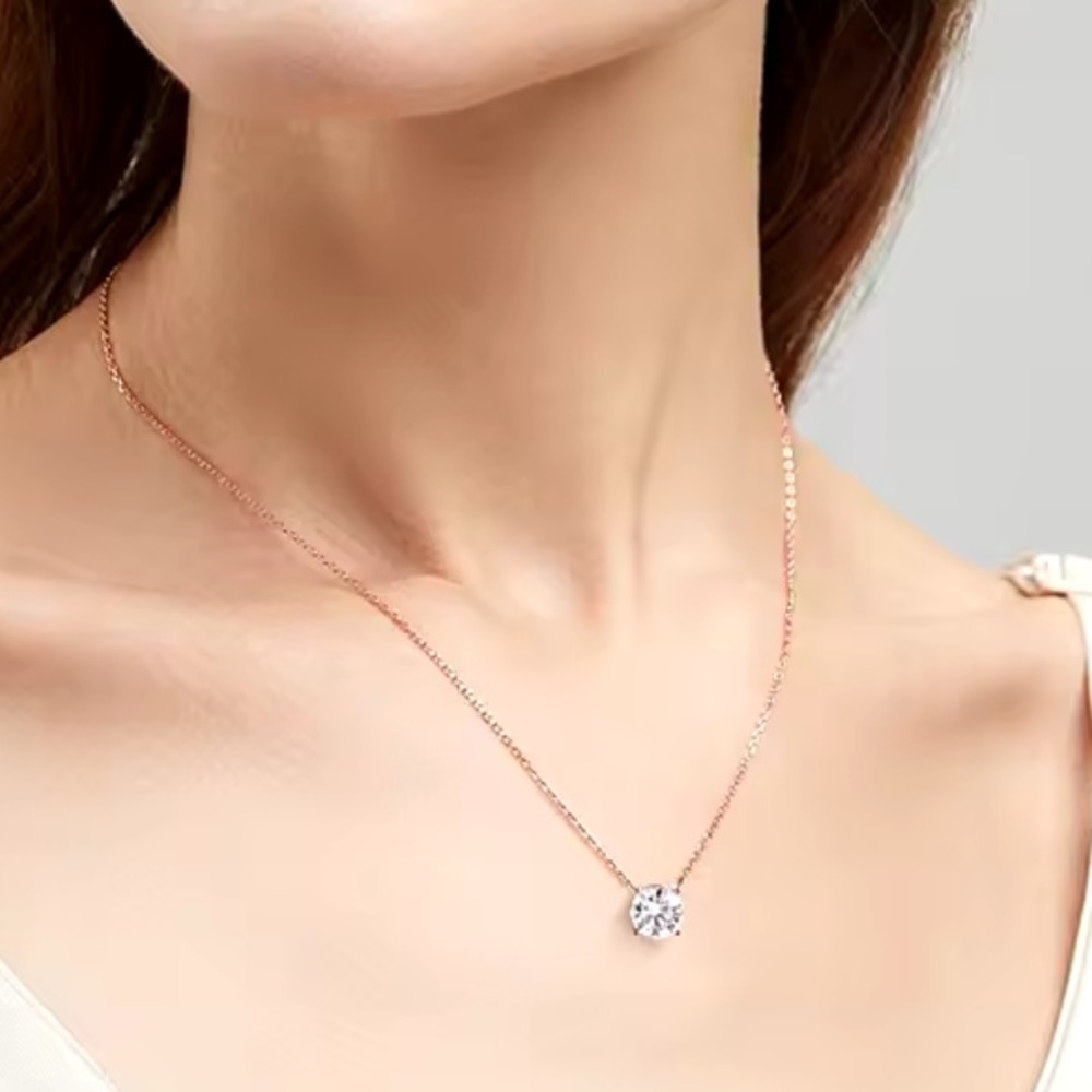 NWOT Genuine 3ct Moissanite necklace 16” to 18” Rose gold plated GRA certificate - Picture 3 of 12